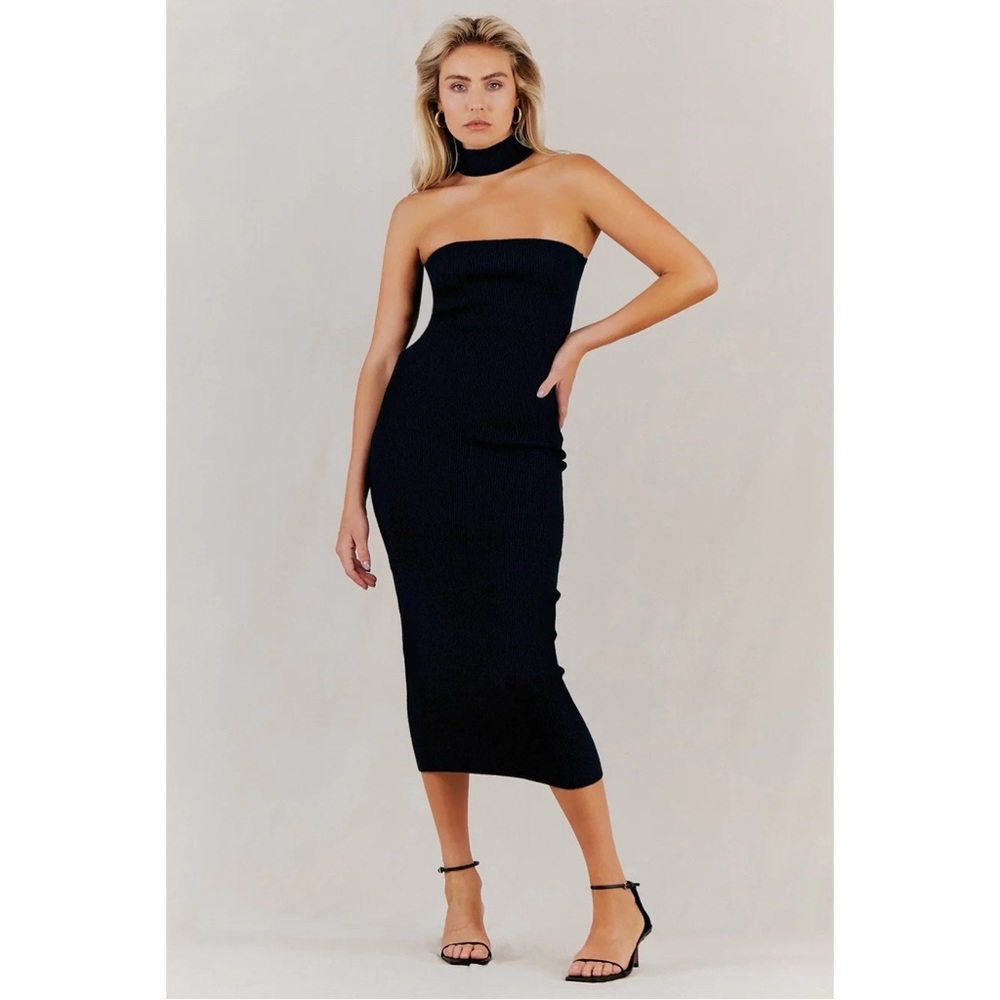 Misha Collection Briana Knit Choker Midi Dress NWT